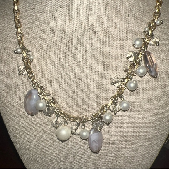 Banana Republic Statement Necklace Chunky Teardrop Tone Chain Bib 19” - Picture 3 of 7